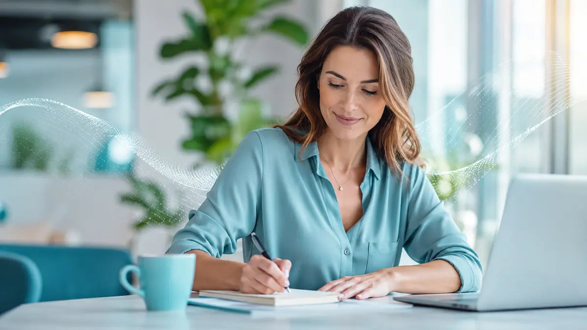 Woman focused at her desk while studying, using evidence-based tips to concentrate